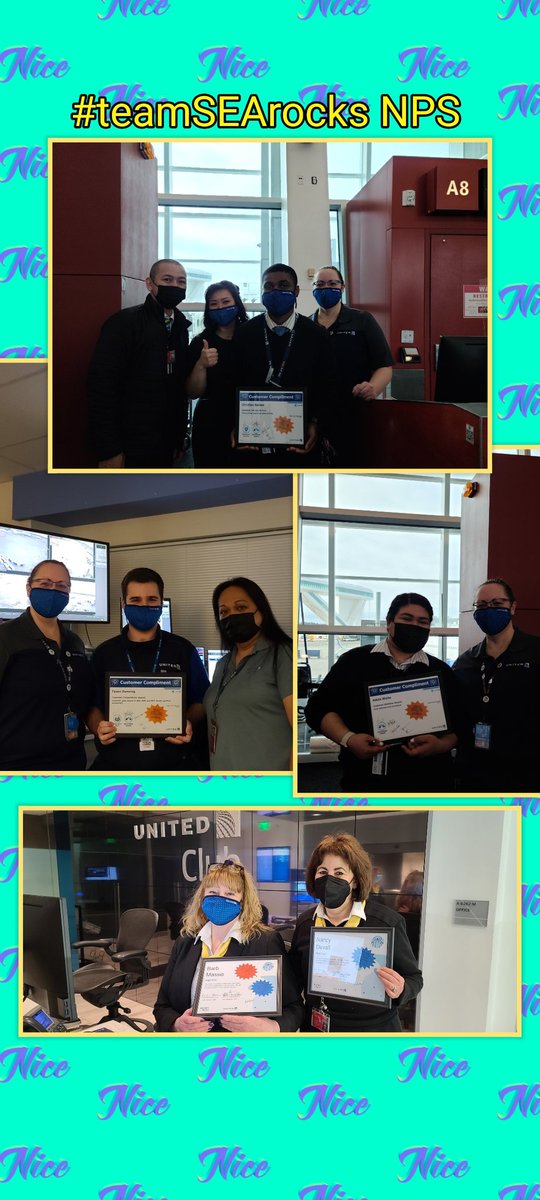 So fun walking around today giving out NPS certificates. Thank you Christian, Adela, Tyson, Barb and Nancy for all you did to brighten our customers experience. #teamSEArocks it again! @MikeHannaUAL @DJKinzelman @GBieloszabski #beingunited @weareunited @united