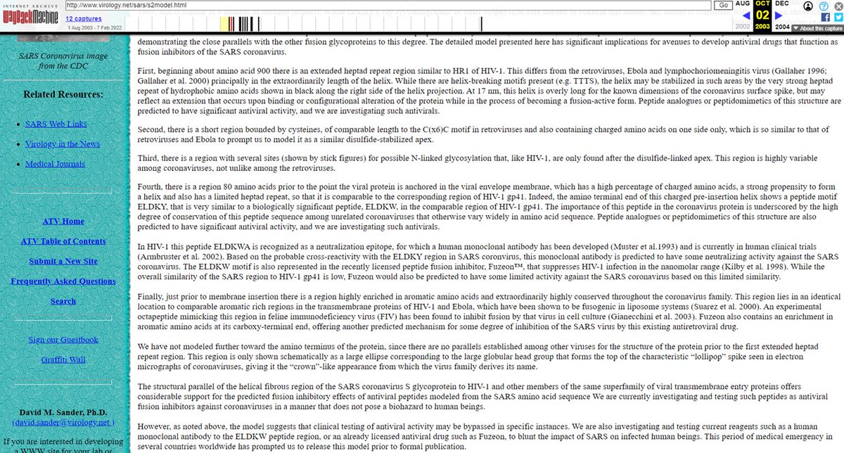 [1]
It's time to go back to the future, <a href="/tony_vandongen/">Tony VanDongen</a>!

Back to when Bill Gallaher first described the structure of the SARS-CoV spike on May 2nd, 2003.
And what did he want to discuss first?.... 

<a href="/DeinertDoc/">Dr. med. Johanna Deinert</a> <a href="/Daoyu15/">Daoyu 🐭</a> <a href="/JikkyKjj/">Jikky Kij 🐭</a> <a href="/ydeigin/">Yuri Deigin</a> <a href="/DrKevinWMcCair1/">Dr. Kevin W. McCairn Ph.D. (Neuroscientist)</a>
x.com/tony_vandongen…