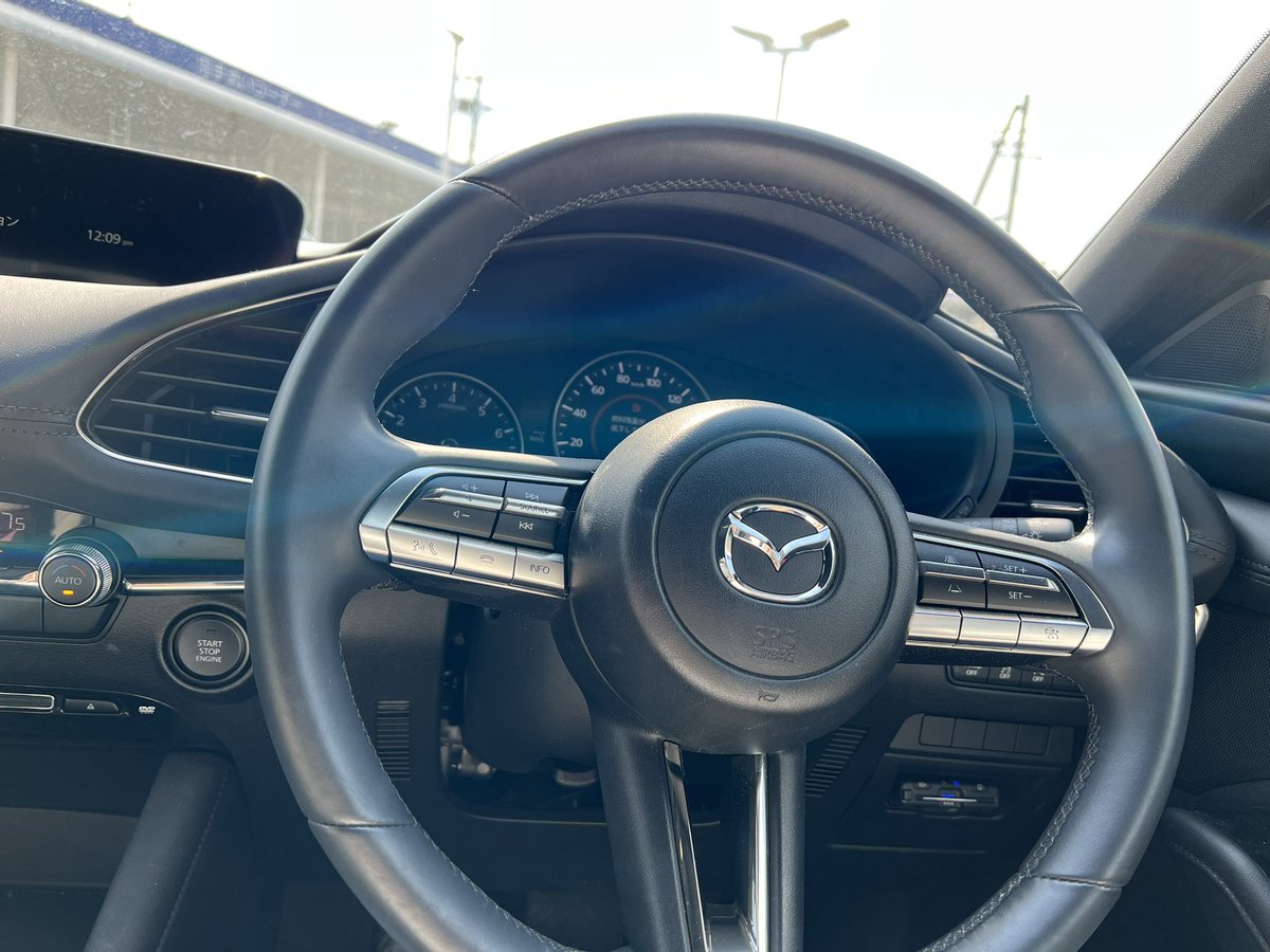 MAZDA3はハンドルの下のとこ
あいてたんですよ(語彙力（泣）)
そこに手をかけるのが好きだったのに
CX30は
あいてないので
ハンドル持つ時違和感ある
好きだったのになー
下のとこ
塞がれてないの分かります？
