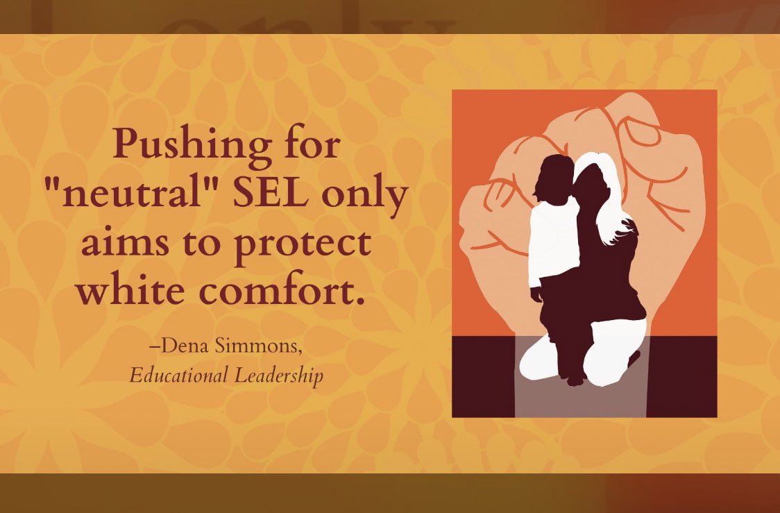 ✨wisdom on #SEL from <a href="/DenaSimmons/">Dena Simmons</a> 
I shudder at the current “SEL” curriculum used in a local #school district. It’s not SEL.🥴
