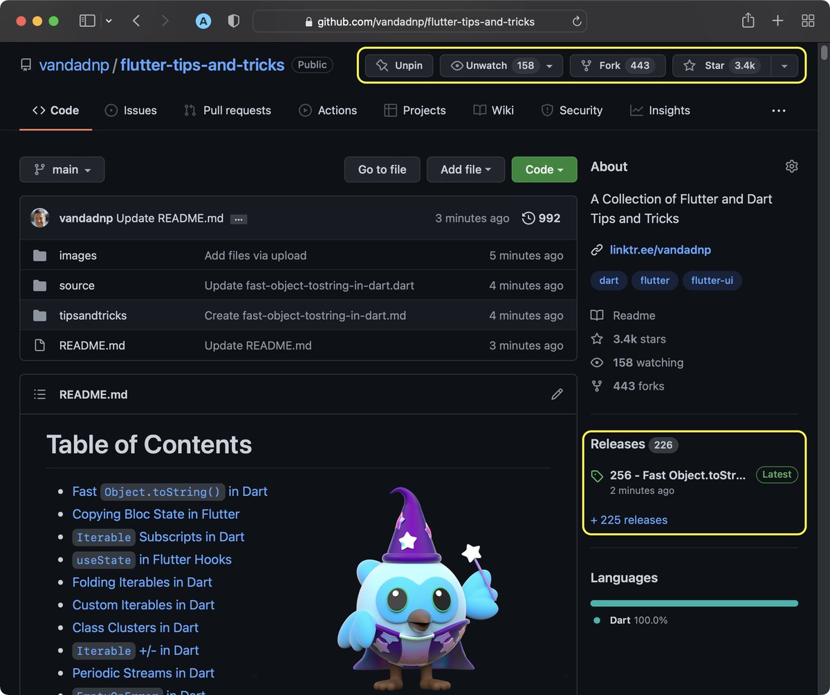vandadnp's tweet photo. 🔥It started as a simple #repository with one #Flutter #tip 💙! Now this it includes 256 Flutter and #Dart #tips and #tricks, >3.4k stars, and almost 500 forks. Thank you everyone and I hope you're enjoying the content 🙏🏻

https://t.co/0F3cUWVS7h https://t.co/vtHllkO6hr
