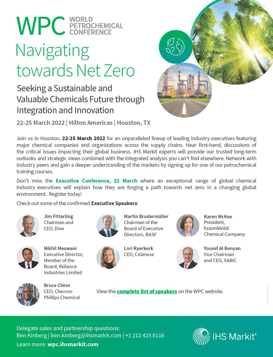 POLYMERUPDATE's tweet photo. It’s almost time for #IHSMarkitWPC 2022! Join us in Houston, TX from the 22-25 March.

Register Today: https://t.co/O9WZHtxrQm

#IHS #IHSMarkit #WPC #WPC2022 https://t.co/Tyr4QDS1mR