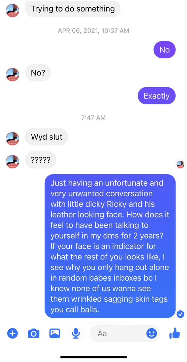 srw1496's tweet photo. I don’t suggest staying in my dms since 2020, but I REALLY don’t suggest calling me a slut at 7:47 am and waking me up before my alarm https://t.co/Cdtv7RXeSL