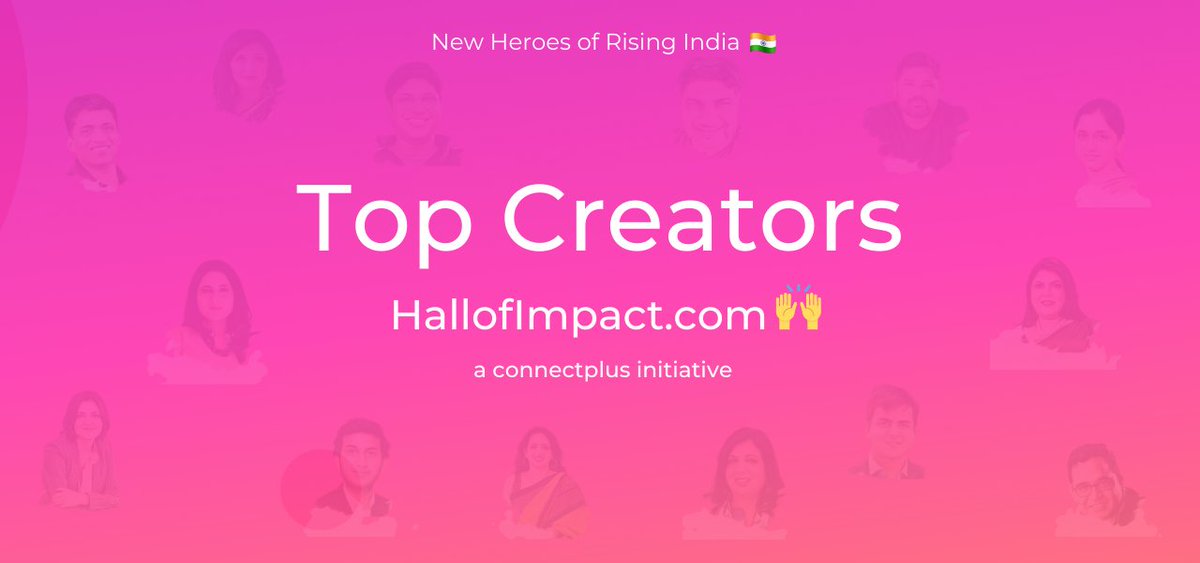 ConnectPlusHQ's tweet photo. Kudos to you for spreading ideas which inspire people,
 
Here’s to the creator, marketer and storyteller in you 🙌
 
Join us in celebrating builders, community leaders, &amp; creators - the new heroes of developing India.
 
https://t.co/UgEhhgBiPO
 
#HallOfImpact #creators #marketing https://t.co/fdchtywgLR