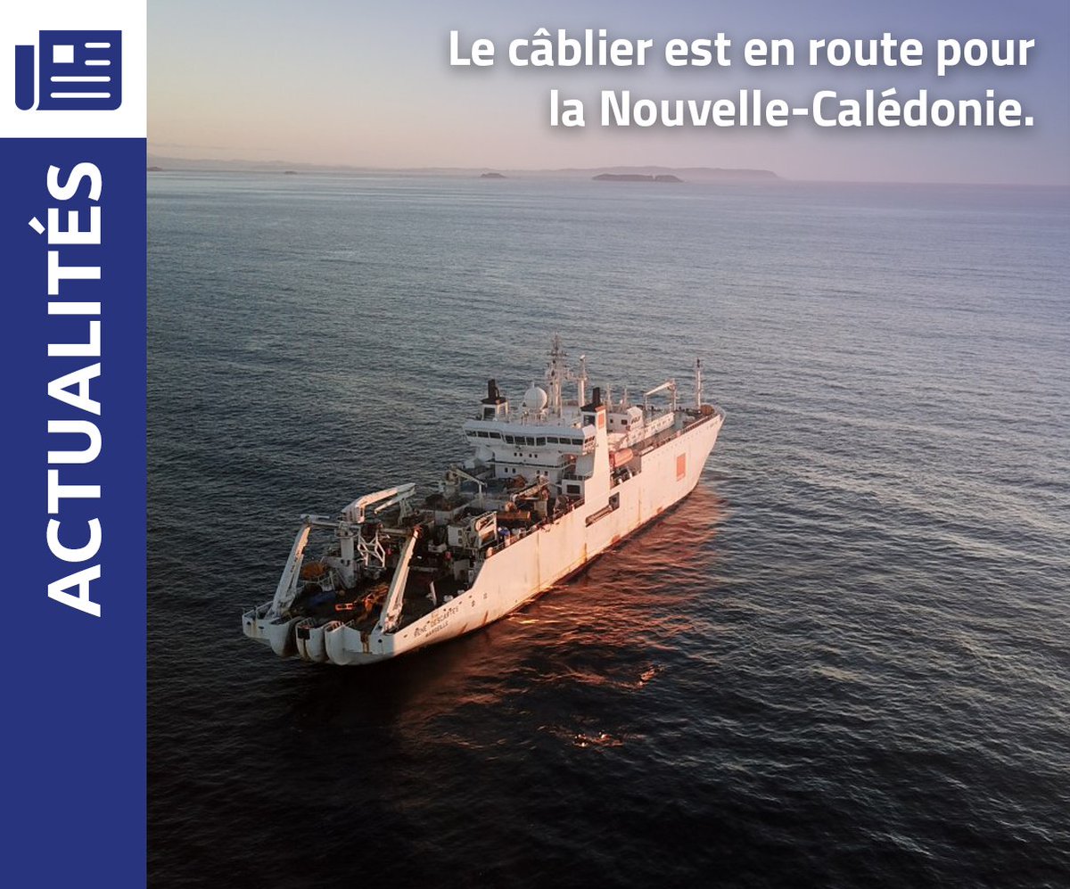 👉Le câblier transportant les 1  775 km de câbles sous-marins est en route vers la #NouvelleCalédonie pour débuter la pose du GONDWANA-2 et et du PICOT-2 ce mercredi 16 mars.  

✅Plus d’infos à venir cette semaine, restez connectés pour ne rien manquer 😉  

 #gondwana2 #picot2