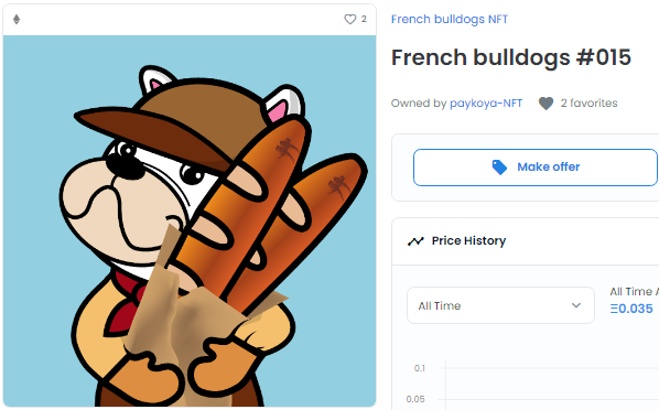 新たなFrench bulldos NFT のホルダーが誕生しました。
<a href="/paykoya/">ぺいこや🏠</a> さんです。
自身でもコレクションを運用されているぺいこやさんにお迎え頂く事が出来ました。
コレクターとしても活動されており、凄く頼もしい方にお迎えして頂く事が出来ました。
French bulldogs NFTは16作全て完売となっています🎊