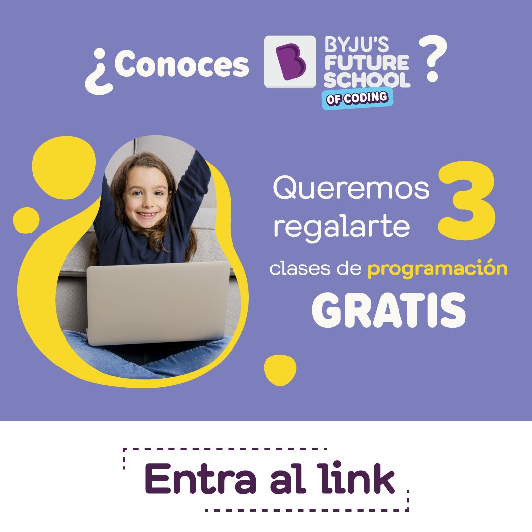 RodMalagon's tweet photo. En BYJU’S FutureSchool queremos que todos los niños aprendan a programar con clases que se sienten como juegos! Te regalo 3 clases GRATIS para tus pequeños. https://t.co/35kMC6G2dU https://t.co/KPmgmIzvYB