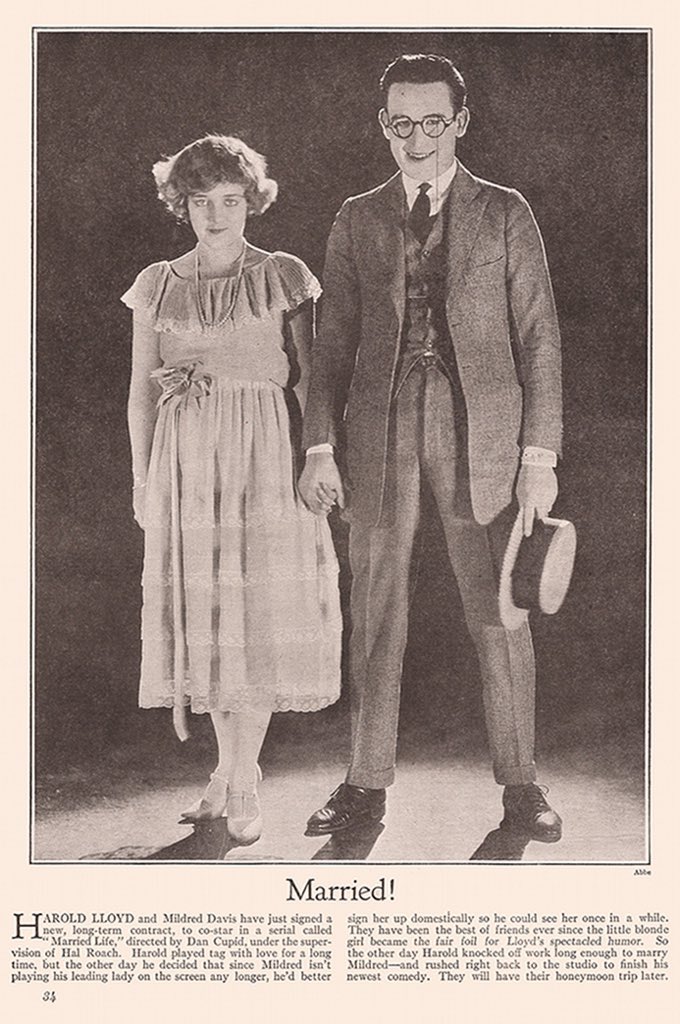 analgesicsleep's tweet photo. Harold Lloyd and Mildred Davis, who he would go on to marry in 1923 after making 15 films between 1919 and then, have 3 children and stayed together for nearly 50 years. #SilentFlickerSunday #HaroldLloyd #MildredDavis #SilentFilm #GetOutAndGetUnder https://t.co/KX6BmGBx9b