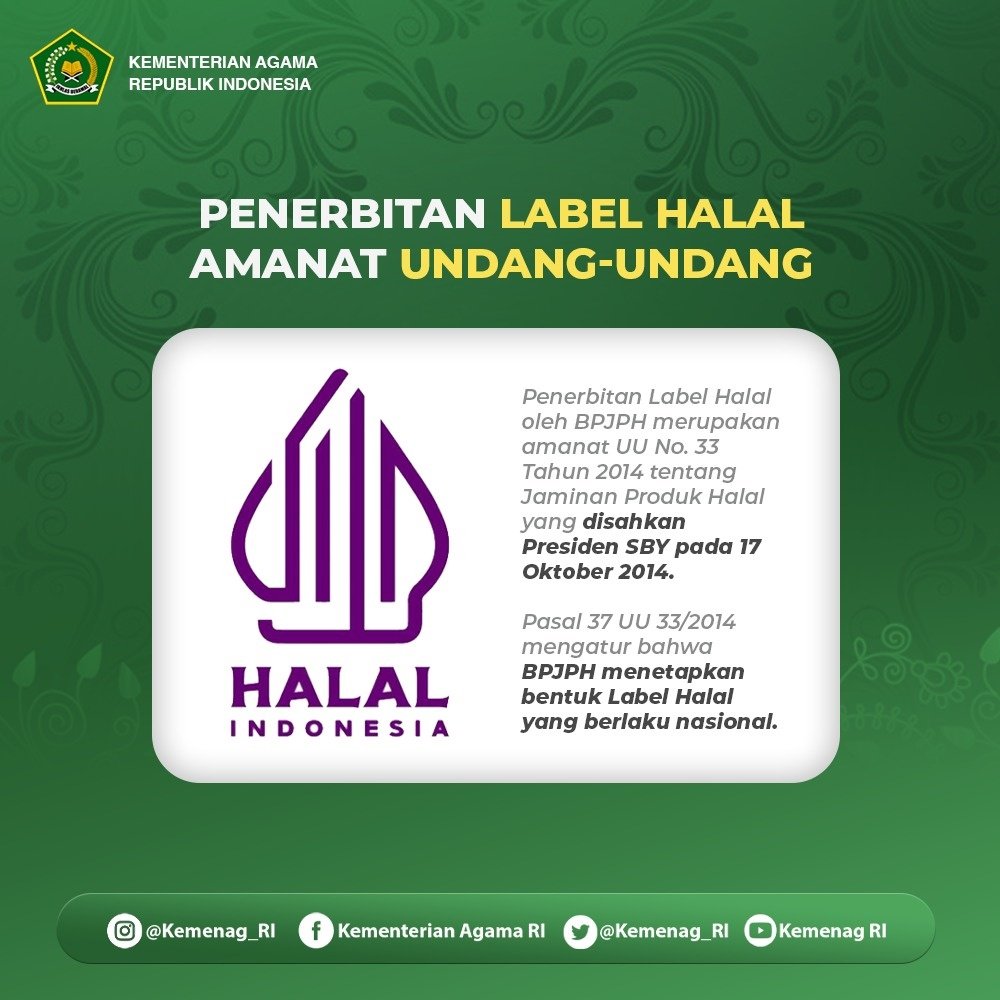 AnaCholis's tweet photo. Mengapa Kemenag perlu menetapkan  Label Halal Indonesia?
Karena ini merupakan amanat UU Nomor 33 tahun 2014 tentang Jaminan Produk Halal. 

Lalu apa makna Label Halal Indonesia? Yuk simak infografis berikut ini: 

#HalalIndonesia
#labelhalal 
#Halal
#PenyuluhAgamaIslamBergerak https://t.co/7LJz5hCN6d