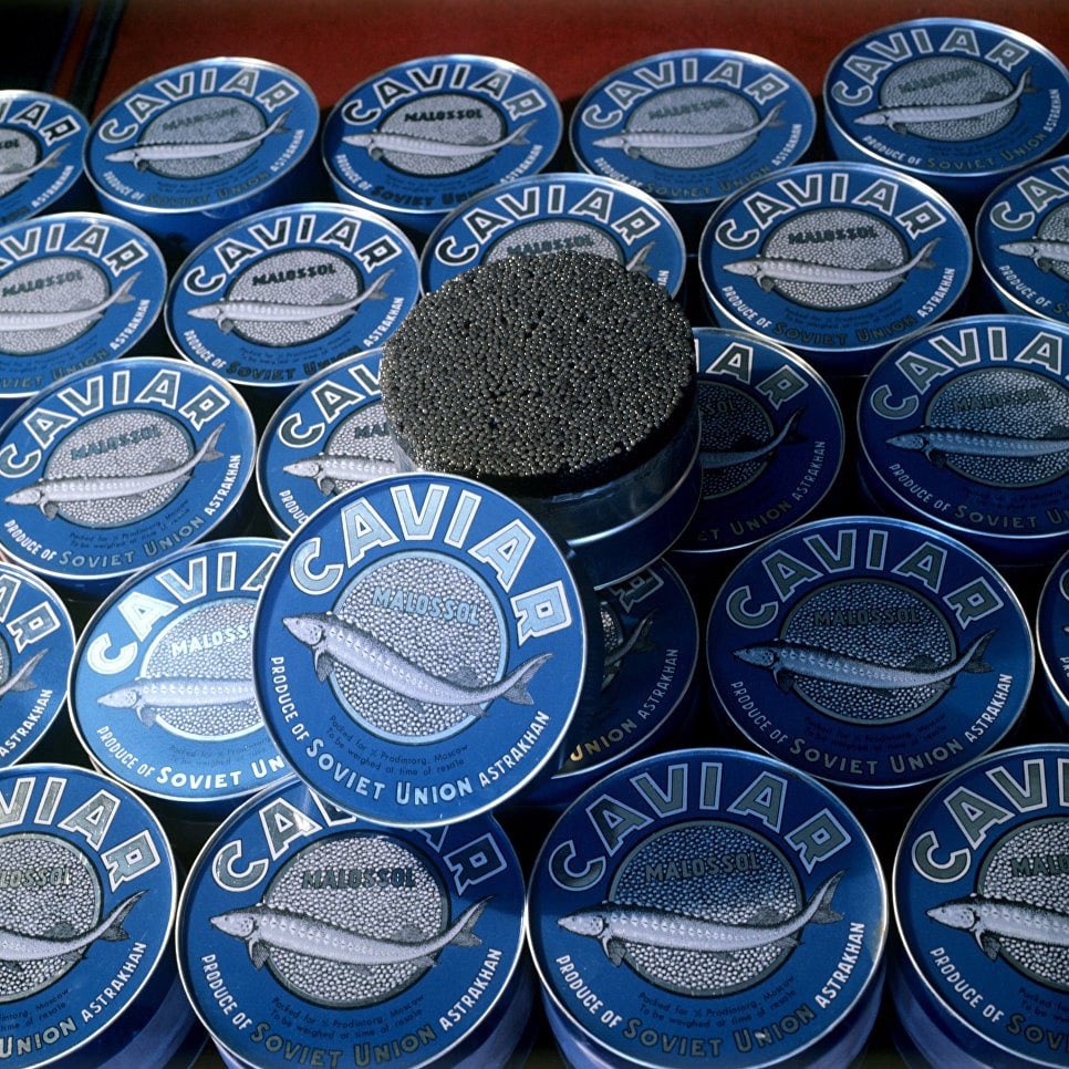 TanpersXkmy's tweet image. Белужья икра. Продукция Астраханского 
рыбоконсервного комбината. РИА, 1972 г.