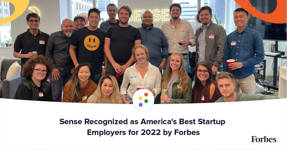 Sense just got listed as one of America's Best Startup Employers by Forbes and we couldn't be happier! The list was compiled by evaluating 2,500 U.S. businesses on 3 criteria: ✅ Employer reputation 💯Employee satisfaction 📈 Growth Read more: bit.ly/36ikYWQ