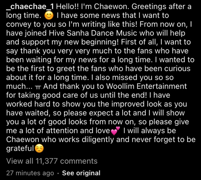 chaewonstagrm's tweet photo. ig translation: https://t.co/ln4AMPzeXs