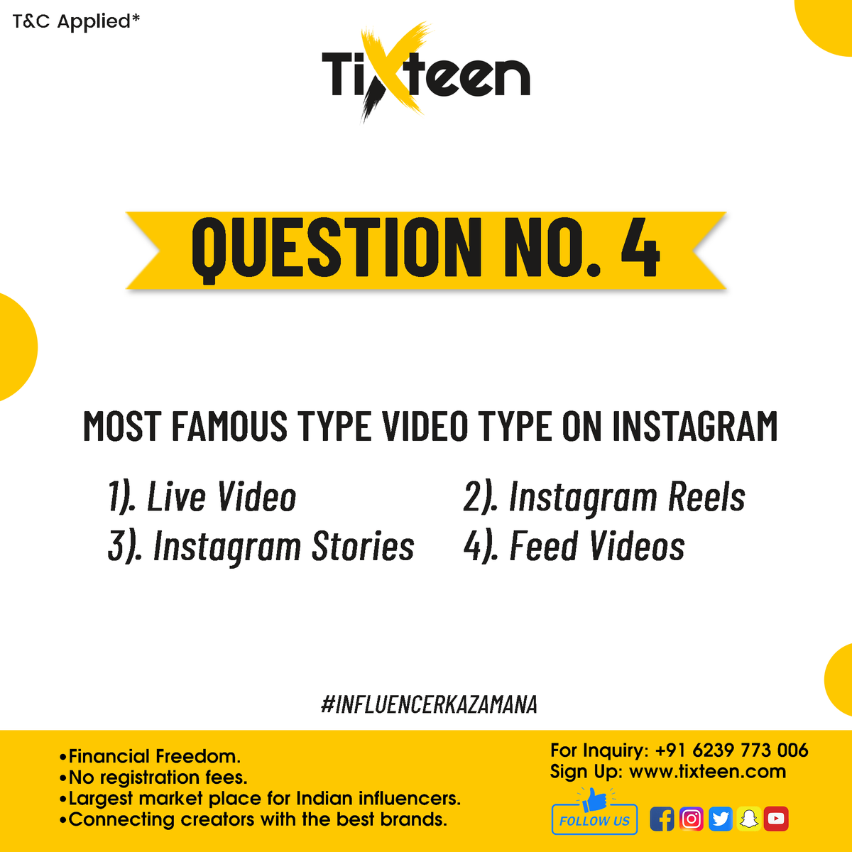 khelgiri's tweet image. #JointheQuiz  #Question4 
Join our contest &amp;amp; win the exciting gift hampers
Tixteen - your influence Market place.
.
Hurry Up Start Quiz 4.  🧐

tixteen.com