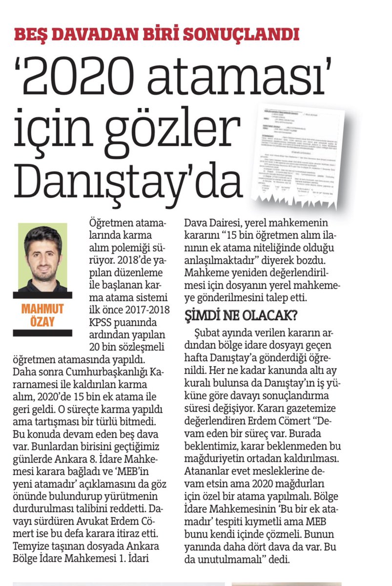 Mahmut__ozay's tweet photo. 2020 KPSS karmasında süren beş dava var. Şimdilik bunlardan biri öğretmenler lehine sonuçlandı. Şubat ayında bölge idarenin bozduğu dosya geçen hafta Danıştay'a gitti. Yeni gelişme bu. Şimdi ne olacak. İşte detaylar. 
https://t.co/vb5yGEjgT1 https://t.co/fqFeUCldTP