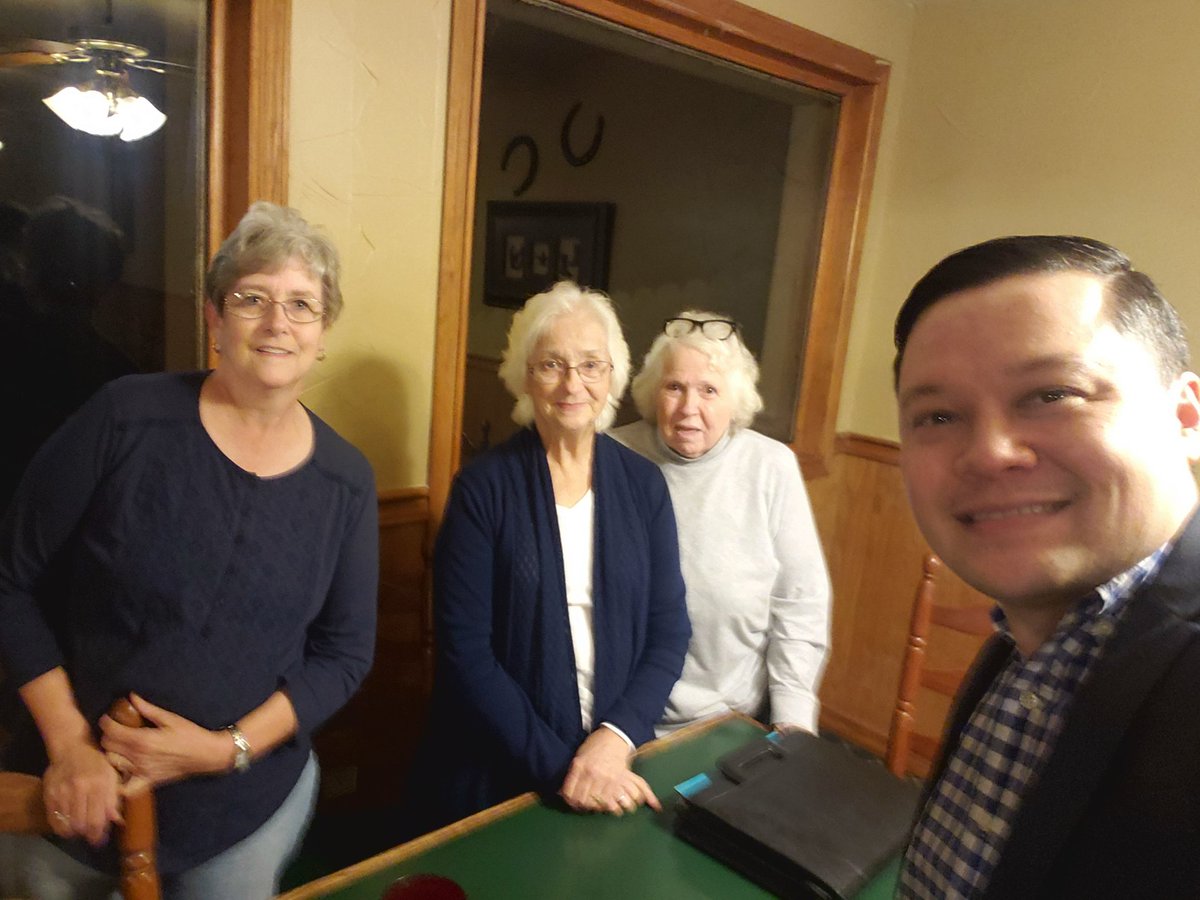 JoshAngPrice's tweet photo. I visited the Van Buren Co. Dems in Clinton, AR & learned that their polling locations had been reduced from 21 down to 4. Now 20% of folks have to drive 45 mins. one way to vote. This is #VoterSuppression. As SOS I will keep #rural polling locations open so voting is convenient. https://t.co/pbVyOzNuCn