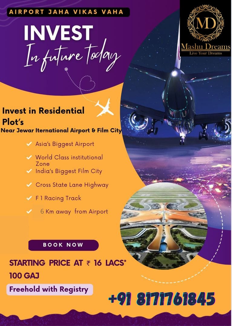 MashuDreams's tweet photo. "...The Best Time To Buy Land Is Always At The Appreciation Place..."

CONTACT US +91 8171761845

Book You Plot Near *NOIDA INTERNATIONAL AIRPORT* To Get A Secure Future...

#noidainternationaluniversity
#airport #university#viralpost #RoyalCity#tappal #JewarInternationalAirport https://t.co/7He6iikH8j