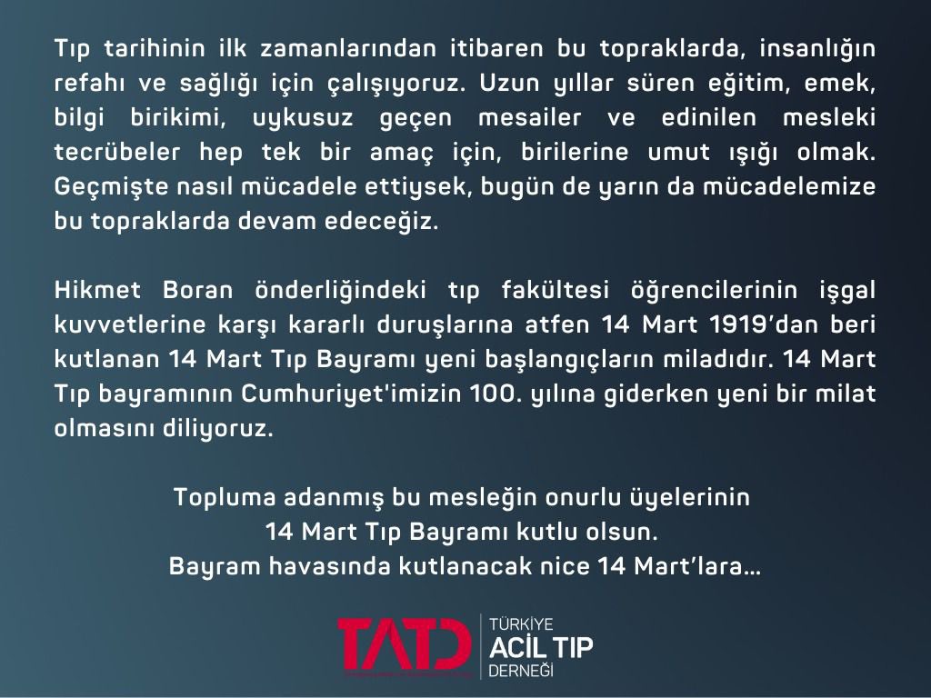 Tıbbiyeli tüm meslektaşlarımın bayramını kutluyorum. #14MartTıpBayramı