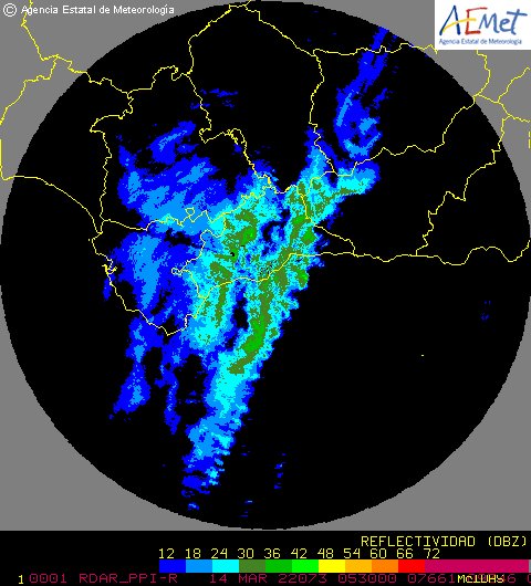 Storm_Malaga's tweet photo. 14-03-2022 / 06:30 | Tras una noche con cantidades entorno a los 20 - 40 mm en amplias zonas de la provincia de #Málaga, empieza a establecerse 2 líneas de precipitaciones cuasi-estacionarias entre #Estepona - #Campillos y #Fuengirola - #Archidona. Seguimos sumando. https://t.co/wZq3taeM1H