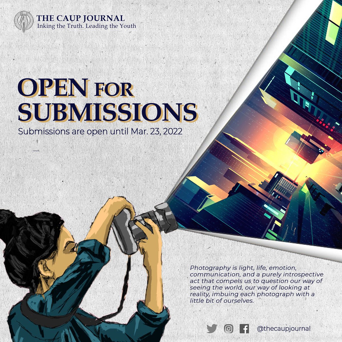 thecaupjournal's tweet photo. The CAUP Journal invites you to embark into the depths of the urban and rural landscape. Send us your best photos of your favorite places (or events) for a chance to be featured on TCJ's social media pages! (1/2) https://t.co/BIQNJ4YIxc