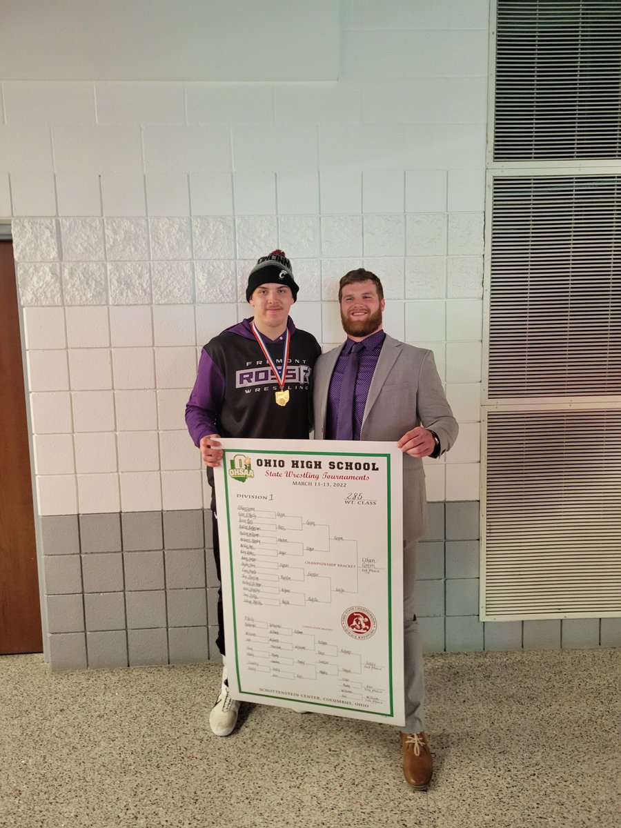noahprice01's tweet photo. Hard to find words to explain how insanely proud and happy I am for @EthanGreen72   It’s been 62 years since Fremont Ross brought a title home and today we made history. Congrats buddy https://t.co/r2gOYmAHLq