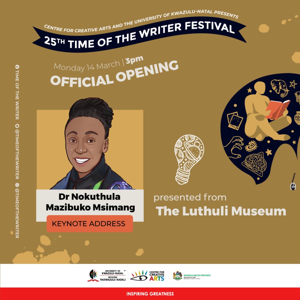 LuthuliMuseum's tweet photo. 25th Time of the Writer Festival Opening
Live on FACEBOOK - https://t.co/zG3GdTywSg and YOUTUBE - https://t.co/RfRVARlHNT
Monday 14 March - 15:00
Click link below for more info
https://t.co/GuppzrnwLq
#TOW2022 #Timeofthewriter #LuthuliMuseum https://t.co/YlJwIVSZZB