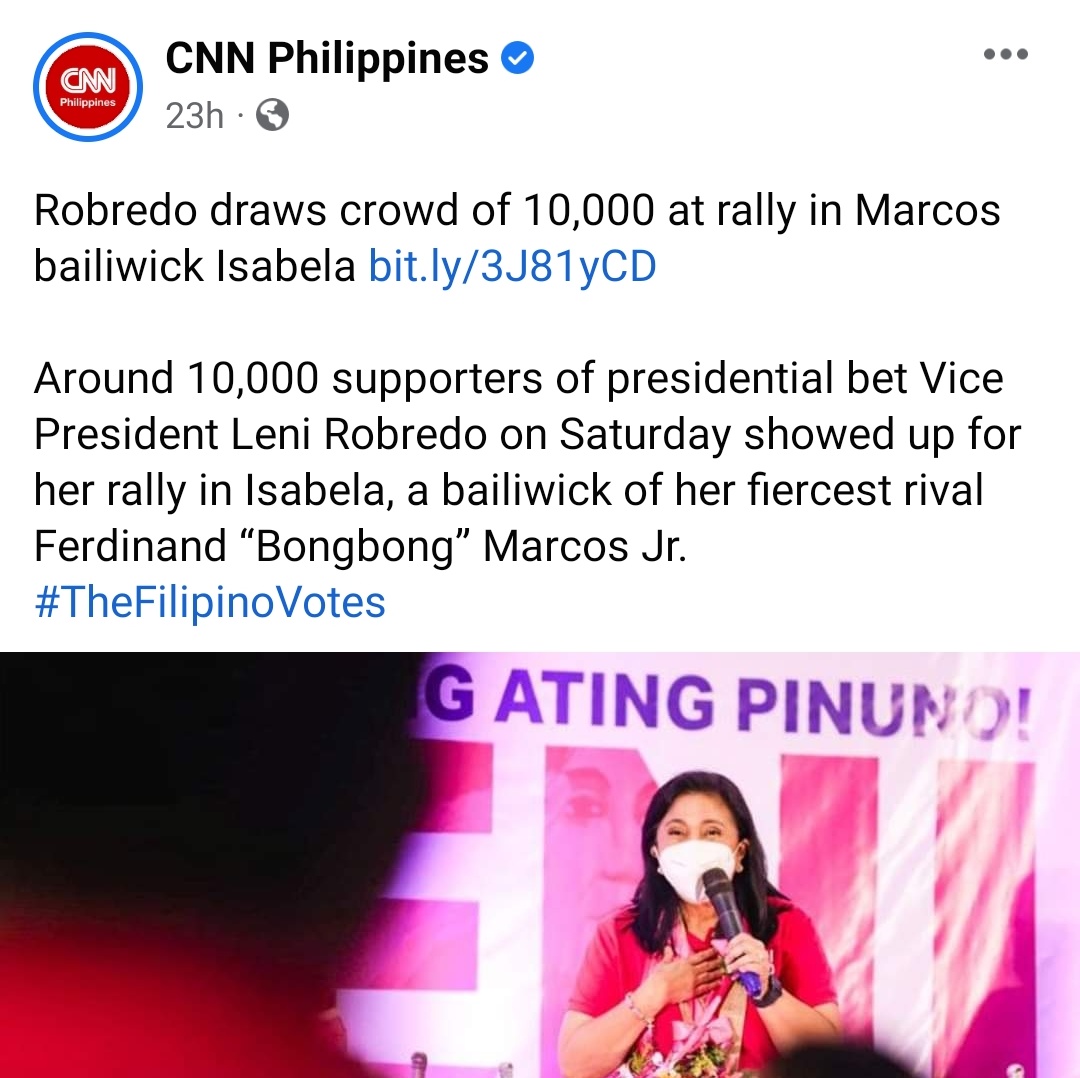 WebBuzzr's tweet photo. Philip Ceasar Cadabuna, photographer, videographer and official media documentary officer of Echague, Isabela, the venue of Leni's recent rally, was hired to do Facebook live coverage. He reported an estimated 4k to 5k crowd size. Team Leni tells news outlets that it is 10k. 😮😱 https://t.co/SzObIrkUuQ