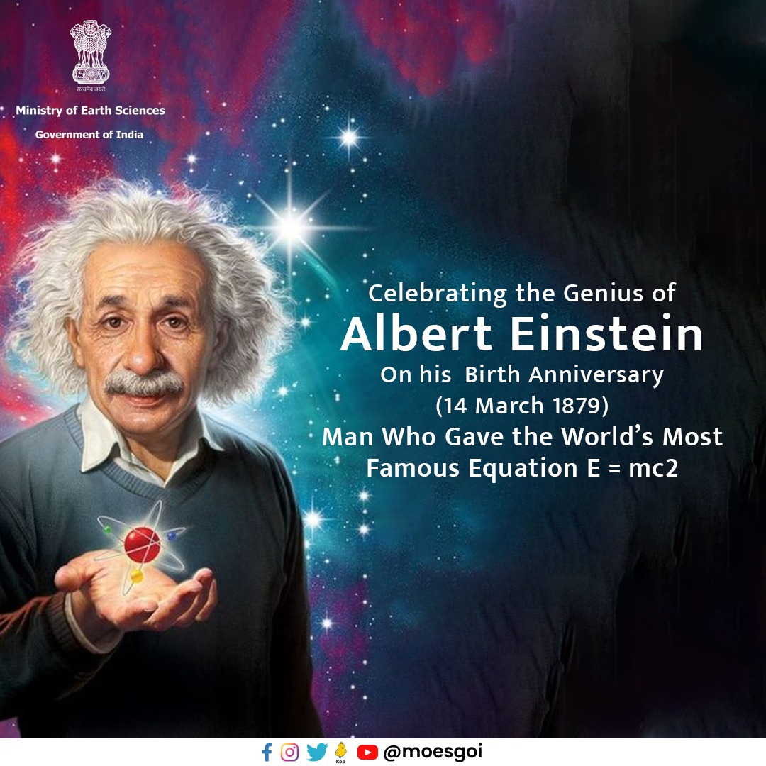 moesgoi's tweet photo. Today, on his birth anniversary we celebrate the legacy of #AlbertEinstein who regarded as one of the greatest theoretical physicists of our time for his work on the 'The Theory of Relativity.

@DrJitendraSingh https://t.co/RsxapQph9P