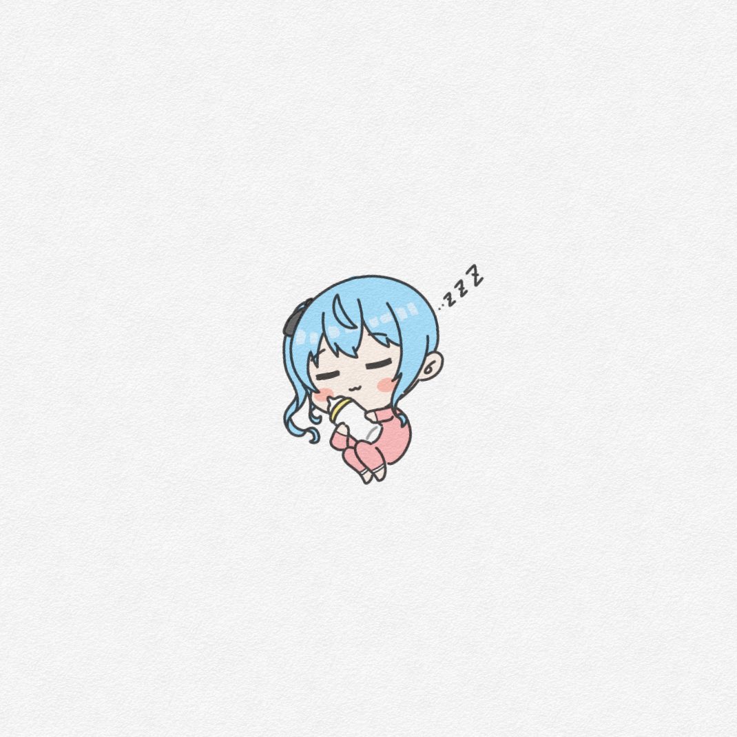 hoshimachi suisei 1girl chibi blue hair solo zzz sleeping pajamas  illustration images