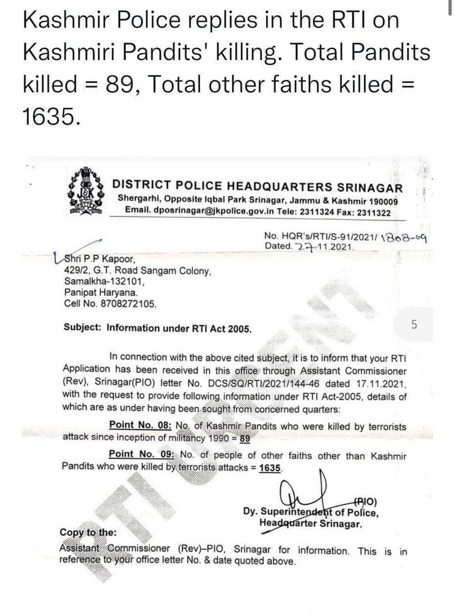Adilahmed809's tweet photo. But I guess only propaganda works in this country. 

When 100,000 KPs were forced to flee, VP Singh was PM with BJP support. Of the last 32 years, BJP in power for 14, and 8 of these with clear majority.

#Shame
#TheKashmirFiles https://t.co/6ph8GYii3m