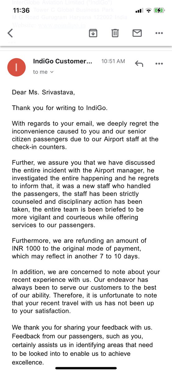 rahulsaxena_63's tweet photo. @Akriti3 @IndiGo6E So finally Indigo has realised their mistake;apologised &amp; generously offer 1k which was originally fleeced from my senior citizen parents 😅Passengers should be prepared for untrained Indigo staff 😁Wonder what Hon’bl airline authorities think about this 🤔@DGCAIndia @JM_Scindia https://t.co/fQdYXCmSAz