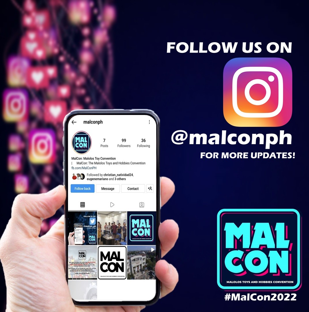 malcon_ph's tweet photo. We're now on Instagram! 📸
Follow us @malconph for more updates!
https://t.co/SkNV68ChQE

We will bring you fast and reliable news on this year's Malolos Toys and Hobbies Convention at SM Center Pulilan in Bulacan.

Be sure to click the FOLLOW button! Use our hashtag: #MalCon2022 https://t.co/wXqe1ow7Nb