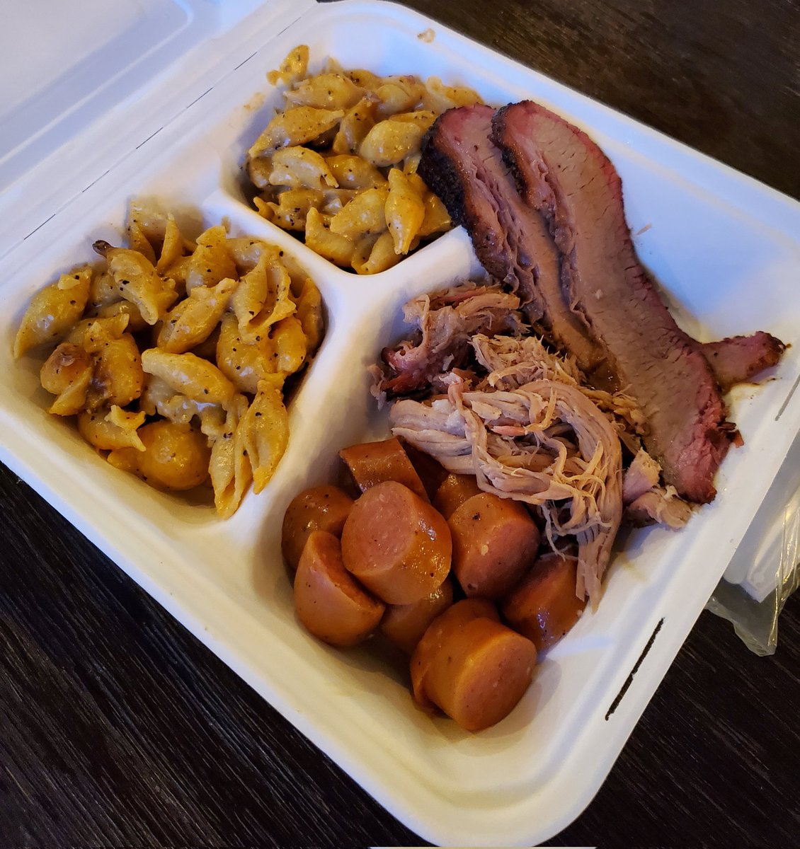 We tried <a href="/rollingsmokeCO/">Rolling Smoke BBQ CO</a> at Stanley Marketplace. The 3 meet BBQ plate was delicious, and the Mac and Cheese was a hit. We chose to double up on the Mac. Everyone was happy and full of flavor. Kudos, ya'll! #stanleymarketplace #CoBBQ