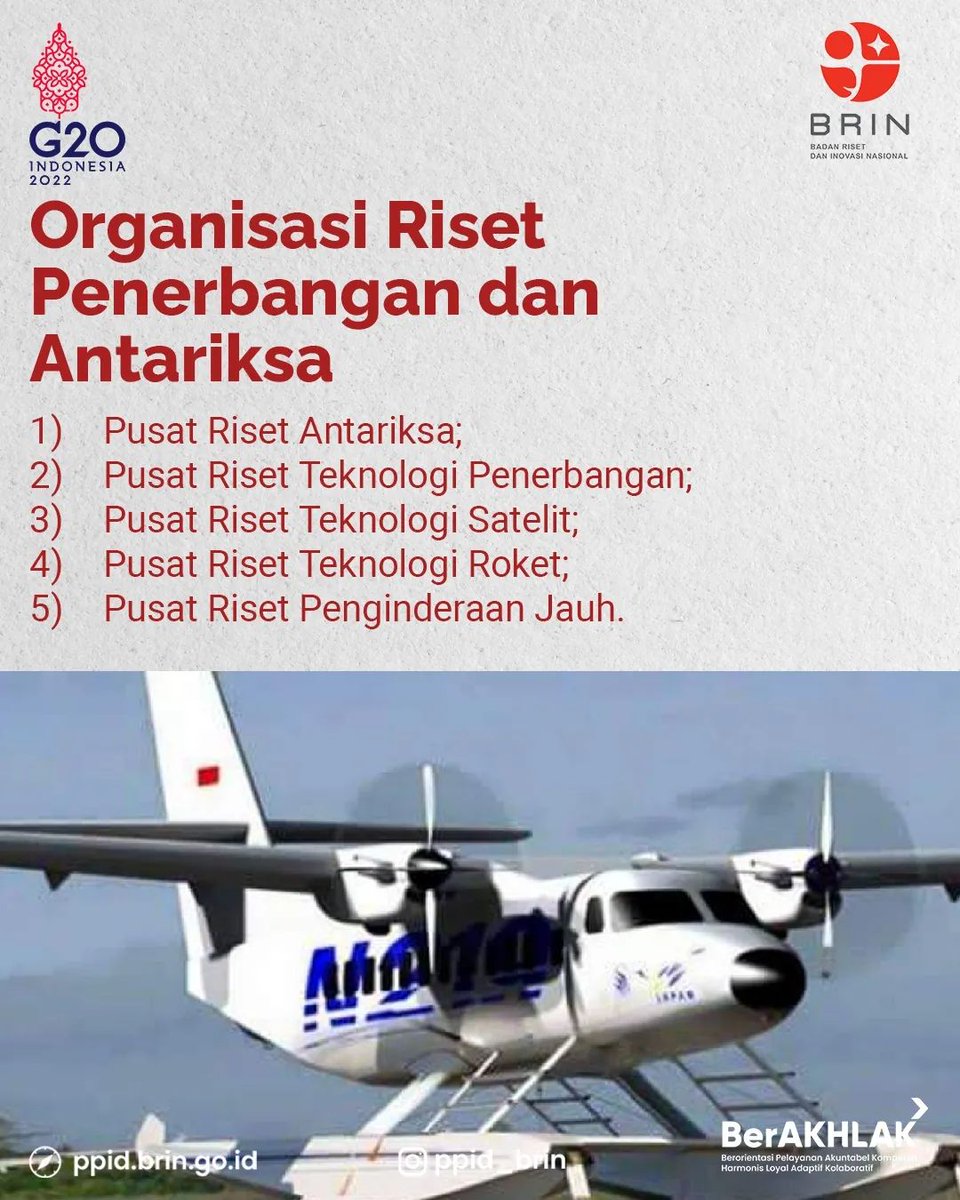 Tahukah #KawanBRIN saat ini di BRIN terdapat 12 Organisasi Riset yang menaungi 85 Pusat Riset. Kira-kira ada apa aja sih Organisasi Riset dan Pusat Riset yang ada di BRIN, yuk simak di grafis. Jangan lupa tunggu part selanjutnya ya

#BRIN
#BRINInformatif