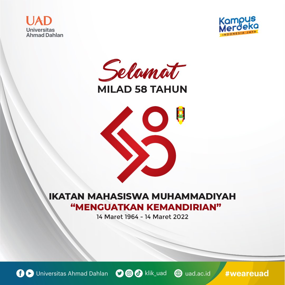 klik_uad's tweet photo. Selamat Milad ke-58 Tahun Ikatan Mahasiswa Muhammadiyah
"Menguatkan Kemandirian"
14 Maret 1964 - 14 Maret 2022
-
#universitasahmaddahlan #weareuad #dahlanmuda #yukkuliahdiuad #daftaruad #uad #uadjogja #muhammadiyah #mahasiswauad #dahlanmuda #imm #immuad #milad #miladimm https://t.co/HdLL0QU3X6