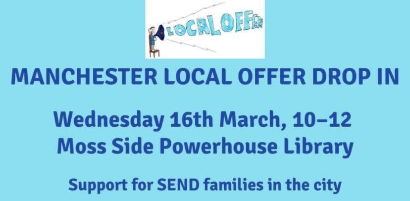 #Localofferdropin . This Wednesday 16th March 2022 @ Moss side powerhouse . <a href="/MCRLocalOffer/">Manchester Local Offer</a>
