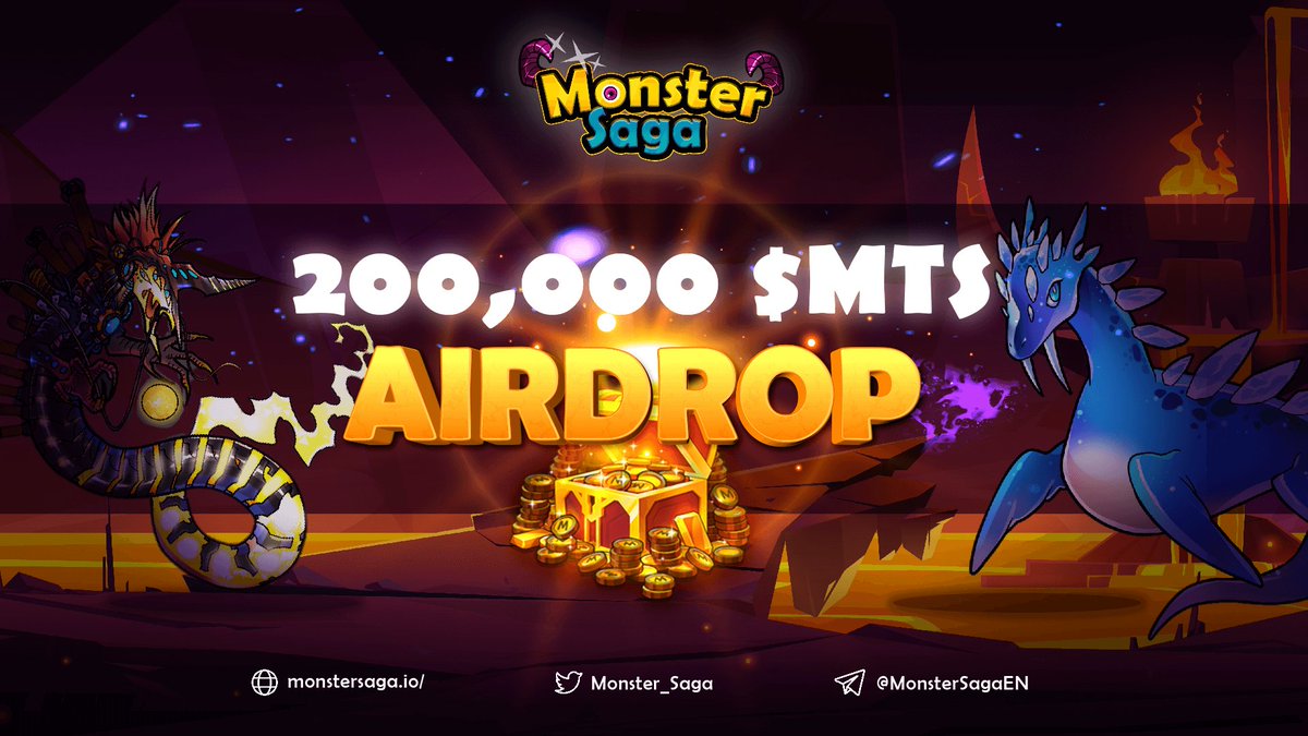 🎁In order to show our appreciation to our players, #MonsterSaga is doing another 🚀#Airdrop Event! 

✅Follow us🔥
✅Like &amp; RT this tweet❤️🔁
✅Comment &amp; tag 3 Friends🗨️👍
👉Gleam:gleam.io/j1IU7/monster-…

#NFTGame #GameFi #P2EGame #PlayToEarn 
#BSC #IDO #Presale