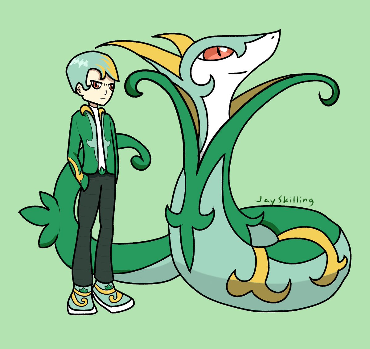 Jayskilling1's tweet photo. I really loved this idea, so i'm going through all of my friends favorite pokemon and making trainers based off the pokemons design
Original Idea: @KamabokoBun https://t.co/S3bRk0iWRx