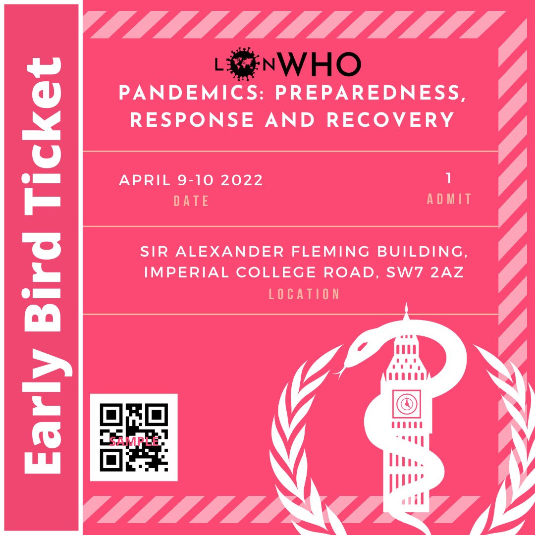 LonWHO's tweet photo. ⚠️ EARLY BIRD TICKETS OUT ⚠️

Only 2️⃣0️⃣ available!

ALL-INCLUSIVE:
👩🏻‍💼 2 conference days
💃 Social event &amp; networking
🥗 Lunch &amp; refresments
📚 Training materials &amp; sessions
🛍 Delegate package &amp; conference goodies
🗣 Speaker talks

LINK IN BIO ➡️

#globalhealth #LonWHOpandemics https://t.co/O5yiJUtAke