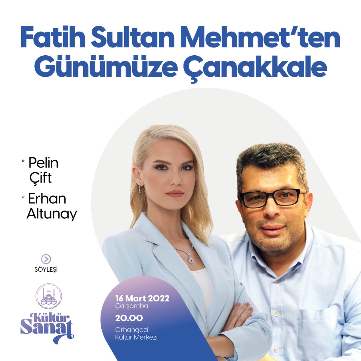 🎙Fatih Sultan Mehmet'ten Günümüze Çanakkale (Söyleşi)

▪️Pelin Çift (<a href="/ciftpelin/">Pelin Çift</a>)
▪️Erhan Altunay (<a href="/erhanaltunay/">Erhan Altunay</a>)

🗓 16 Mart Çarşamba
⏱ 20.00
📍OKM

Ücretsiz biletler, 14 Mart Pazartesi (bugün) 18.00'de, Kültür İşleri Ofisi’mizde.

#AdapazarıKültürSanat
#AdapazarınıÇokSeviyoruz