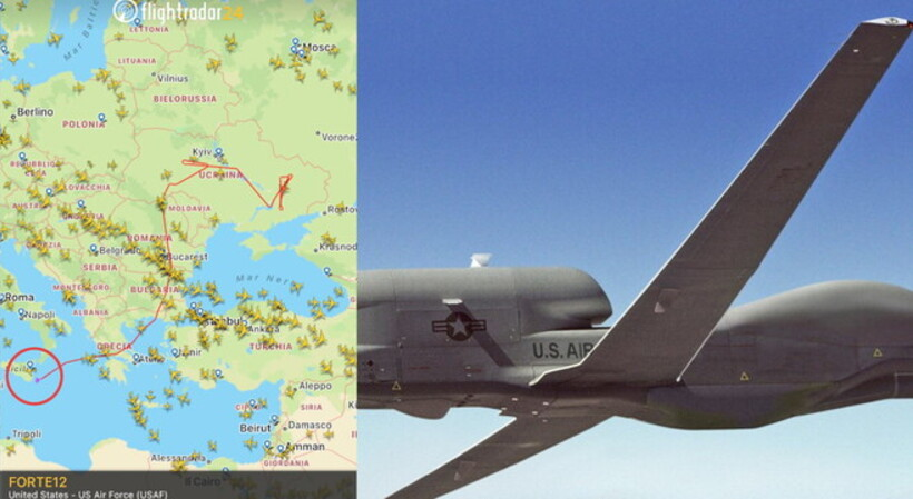 mazzeoantonio's tweet photo. Da #Sigonella decollano droni della Marina militare USA e #NATO che sorvolano tutto l’Est Europa, raggiungono l’#Ucraina, volano sul Mar Nero sino alla Crimea. Ci sono poi i pattugliatori P8 Poseidon #USNavy per funzioni di disturbo e guerra elettronica. https://t.co/lksvVOxf0x https://t.co/kJu4YwuR63