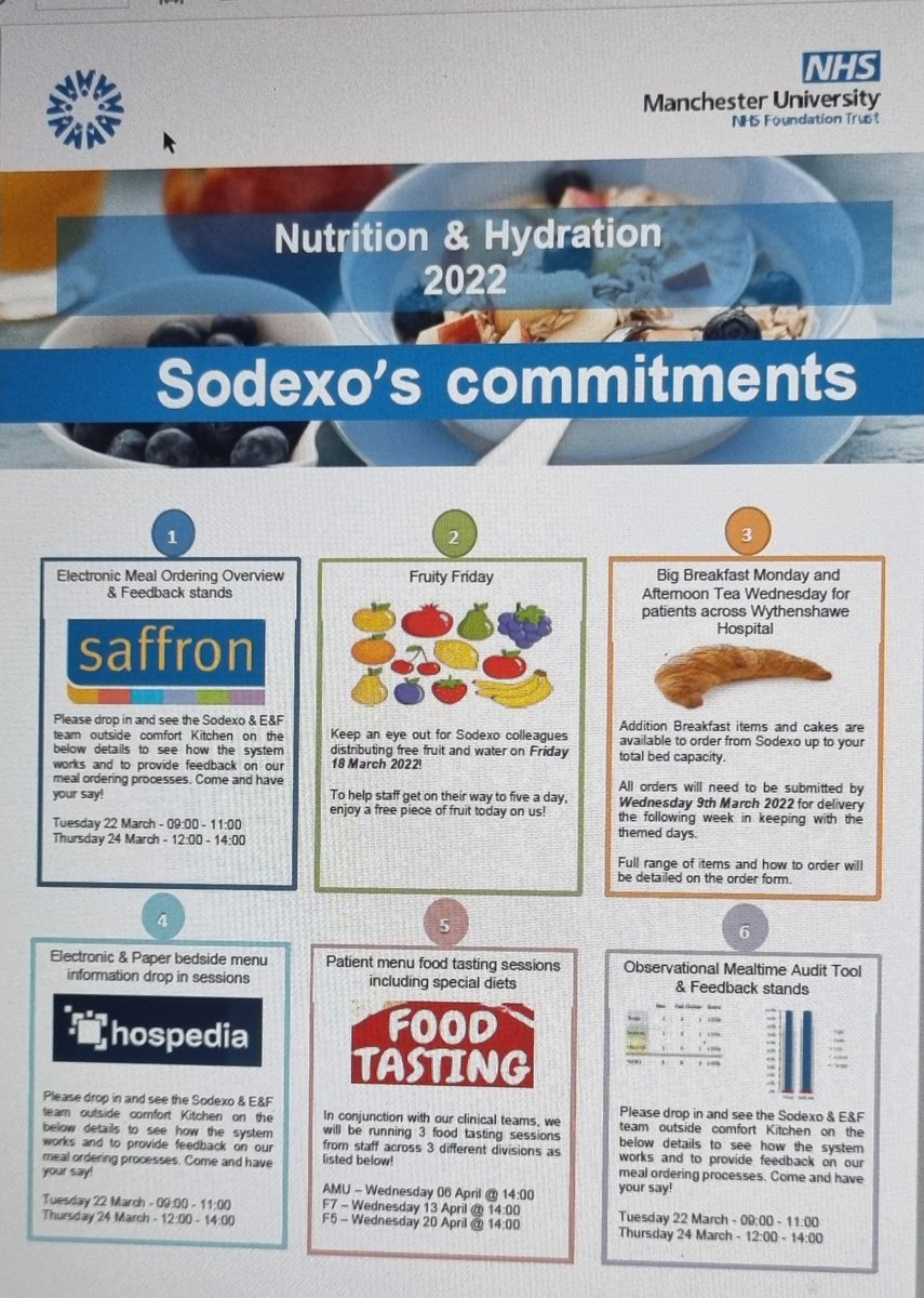 <a href="/WythenshaweHosp/">Wythenshawe Hospital</a>  colleagues check-out Sodexo's commitments to you and our patients throughout <a href="/NHWeek/">N&H Week</a> and beyond!Working and learning together #MDT 🤗 #WTWA #WMTM 🍽☕️🥛🫖🍶🥣<a href="/MFT_PatientExp/">Patient Experience</a> <a href="/himynameisjaneg/">Jane Grimshaw</a> <a href="/JanetteDunkerl1/">Janette Dunkerley</a> @mftchiefnurse <a href="/TntTracy73/">Tracy Kelly</a> <a href="/MFT_CSSAHPs/">AHP's at MFT</a> <a href="/QualityWTWA/">WTWA Improving Quality</a>