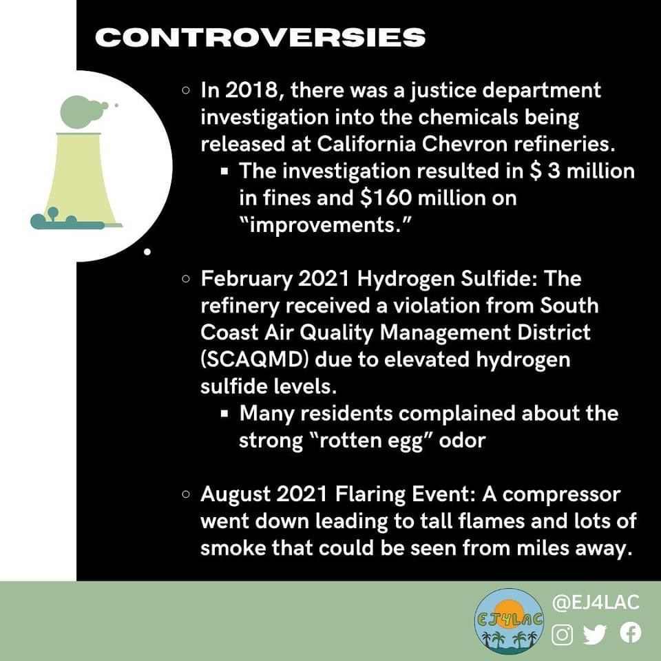 EJ4LAC's tweet photo. Today we are continuing our Oil Refinery Series with Chevron. Swipe to learn more about the refinery’s repercussions and the political action that has been taken. 🏭 (1/2)
.
.
.
#oilrefinery #environmentaljustice #richmondca #ej4lac #scaqmd #chevron https://t.co/fd0IAQsNn0