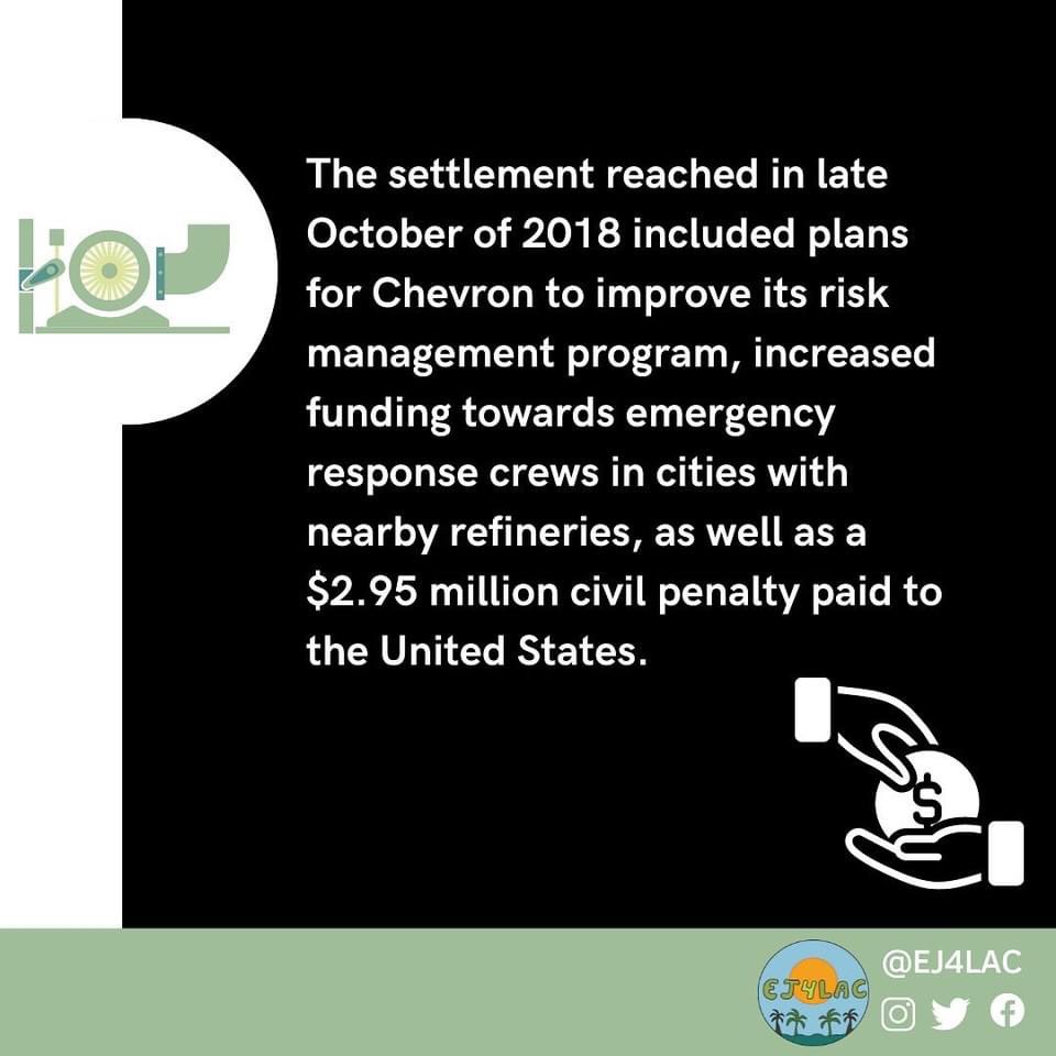 EJ4LAC's tweet photo. Today we are continuing our Oil Refinery Series with Chevron. Swipe to learn more about the refinery’s repercussions and the political action that has been taken. 🏭 (1/2)
.
.
.
#oilrefinery #environmentaljustice #richmondca #ej4lac #scaqmd #chevron https://t.co/fd0IAQsNn0