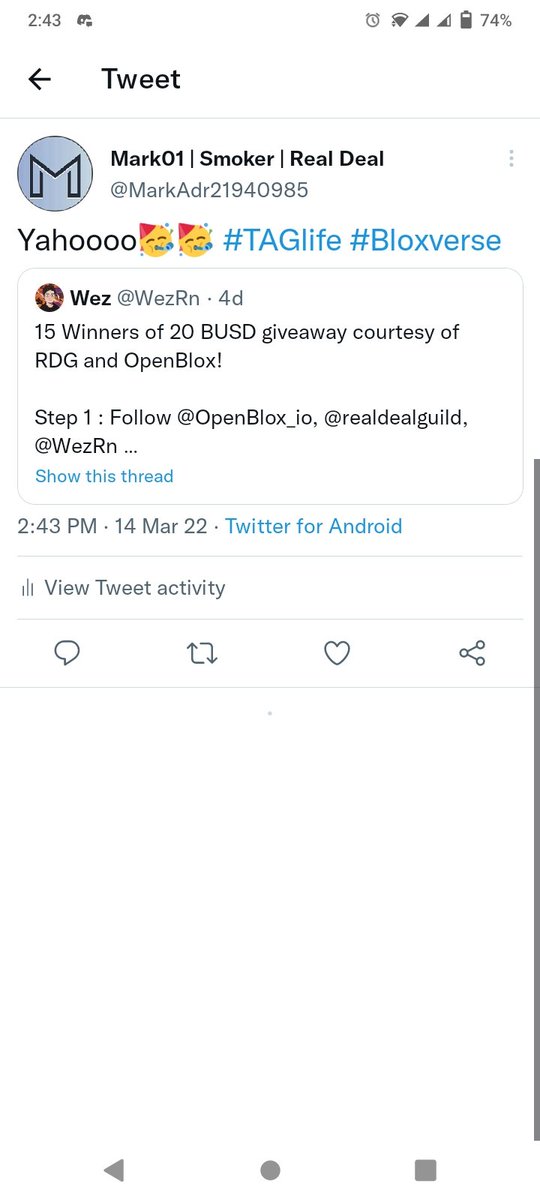MarkAdr21940985's tweet photo. @WezRn @OpenBlox_io @realdealguild 0xc4Ce3007D56A2832ea64eD1044DF4d27425bAe04 https://t.co/d1LuOJ9NaK