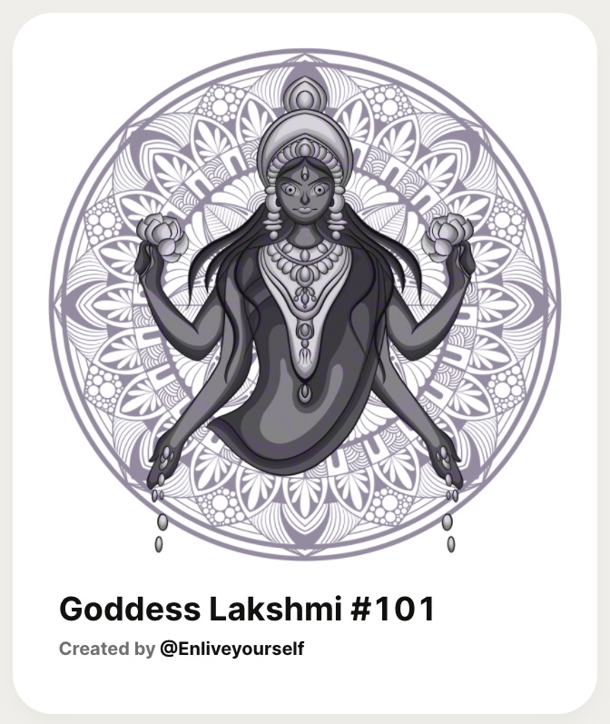 enliveyourself's tweet photo. " Every woman who awakens feminine energy within herself is Lakshmi "

My second entry to the Goddess collection is out @wazirxnft 

Gratitude to @yellow_n_musk for giving us the knowledge regarding nfts.

#nft #nftart #nftartist #nftmandala #nftmandalaart #digitalnft #digitalart https://t.co/q4aylZde7I