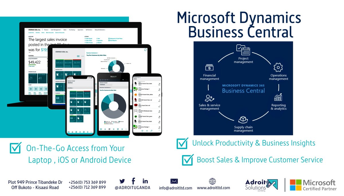 Take your business on the go!
Dynamics 365 Business Central enables you to work smarter and faster as well as streamlining your business' financial management.

#dynamics365bc #business #solutions #ERP