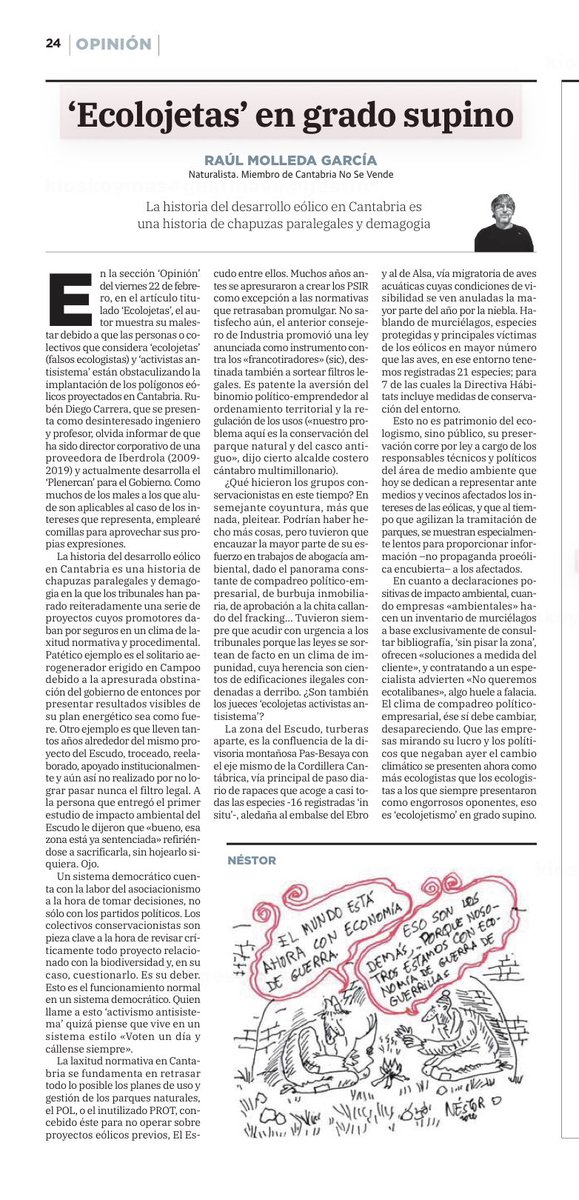 VirginiaCarrace's tweet photo. #EólicosSíPeroNoAsí 

  ""Ecolojetas" en grado supino por #RaúlMolleda https://t.co/ak6OzoV2h1