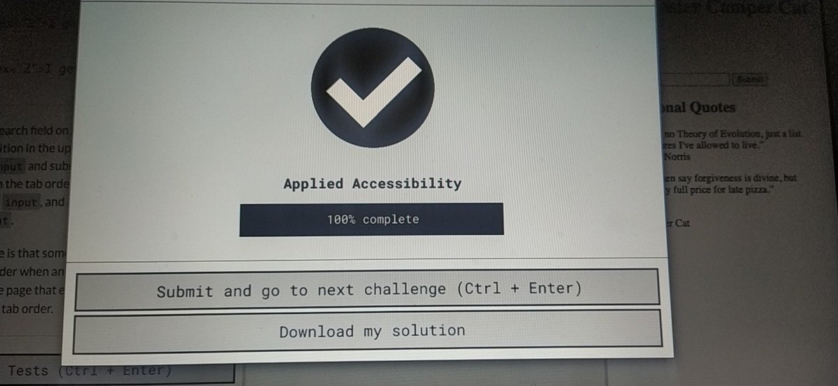 SwarnimaShriva8's tweet photo. Whole 1 hour of sitting in front of your MacBook....and the result is this.
Feeling good...i moved a step ahead
π#freecodecamp
#codenewbie
#learning
#css
#html
#appliedvisualdesign
#responsivewebdesign
#appliedaccessibility https://t.co/RetRcyxk68