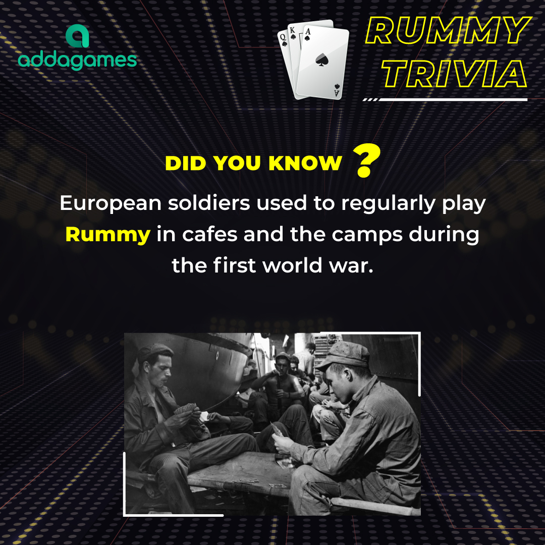 PlayAddaGames's tweet photo. #Rummy probably emerged around 1915 โ at coffee shop tables in the Pest division of Budapest city and soon became a hot favorite among everyone ๐ฏ
.
#addagames #rummytrivia #Trivia #Facts #Mondayvibes https://t.co/PnuFdEubuS