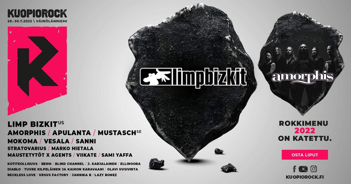 bizkitlive's tweet photo. Let's start this show week with another European show announcement:

Limp Bizkit will headline Kuopiorock in Kuopio, Finland on July 28th!

Expect at least one more show / tour announcement by us this week.

#limpbizkit #live #europe #tour #finland https://t.co/P0QCBByhls